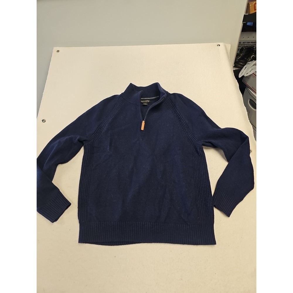 Banana Republic Mens Large Italian Wool Bkend Quarter Zip Blue